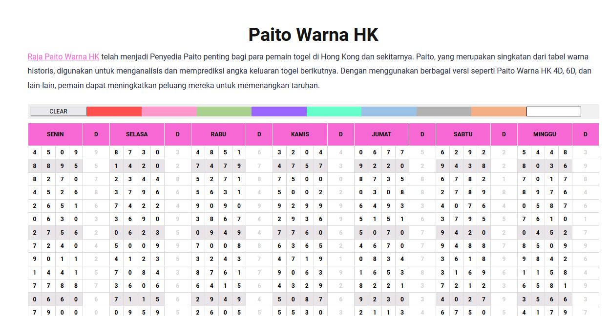 Paito Warna HK dari website Raja Paito Warna HK